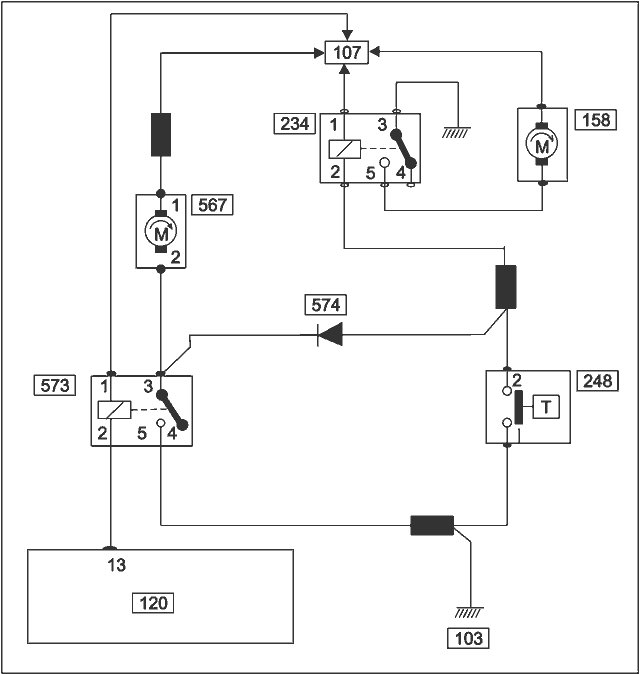 Схема функционирования системы защиты от перегрева двигателя F3N742(743)