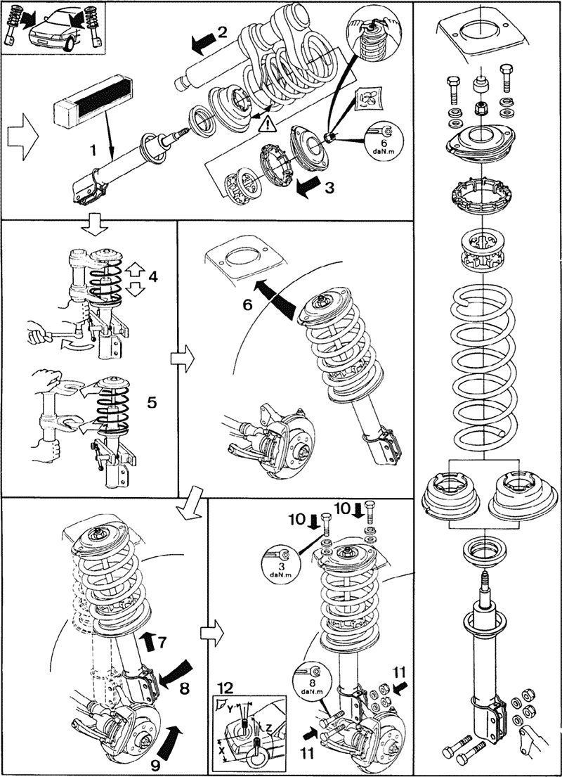 Инструкция (схема) замены передних  амортизаторов на Renault 11 (1989–1992 г.в.) - рисунок 2